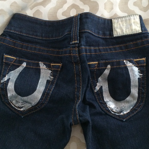 True religion dark wash, small flare jeans