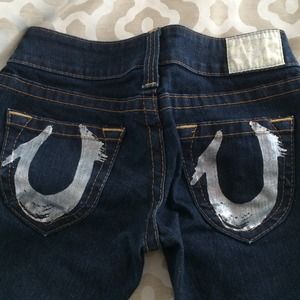 True religion dark wash, small flare jeans