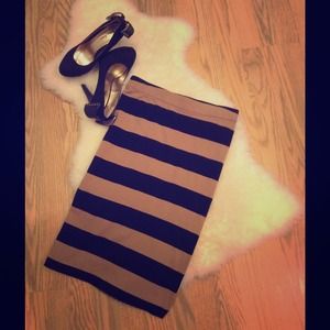 Brown and black pencil skirt.