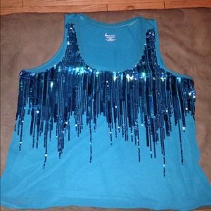 Lane Bryant Turquoise Sequin Top 22/24