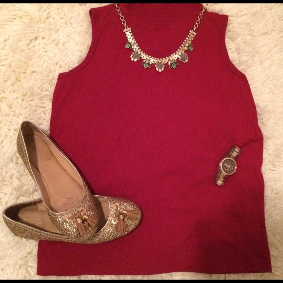 Christopher & Banks Tops - Red Wine Colored Turtleneck Sleeveless!