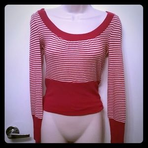 Forever 21 red and white boatneck sweater