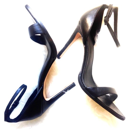 Zara: Leather Strappy Zara Heels | Black
