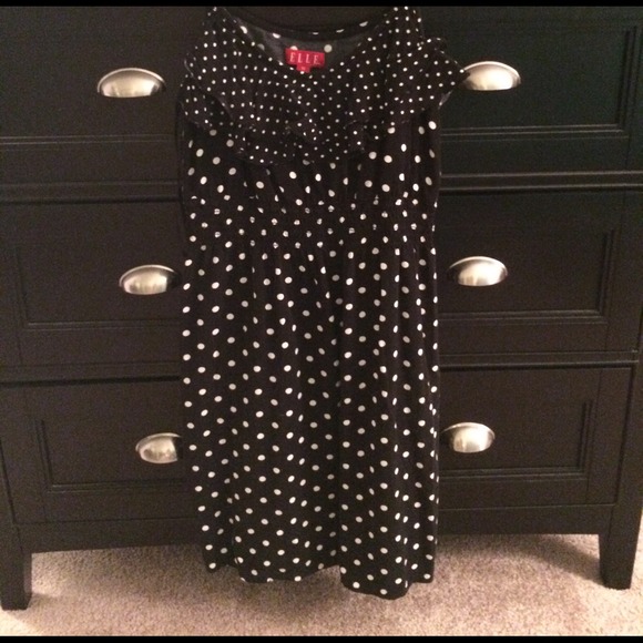 Elle black ruffle polka dotted dress w/pockets - Picture 3 of 3