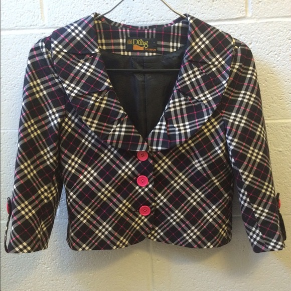 Plaid 3/4 sleeves blazer
