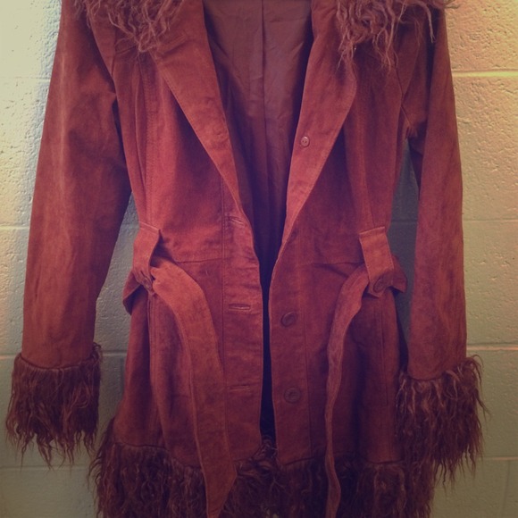 Hooded suede coat