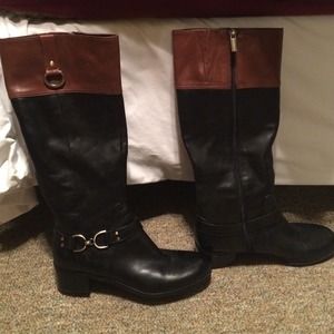 Bandolino black & brown riding boots.