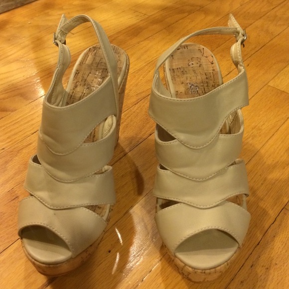 Nude wedge sandals