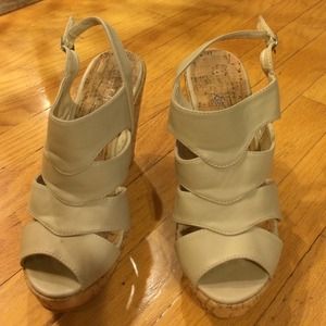 Nude wedge sandals