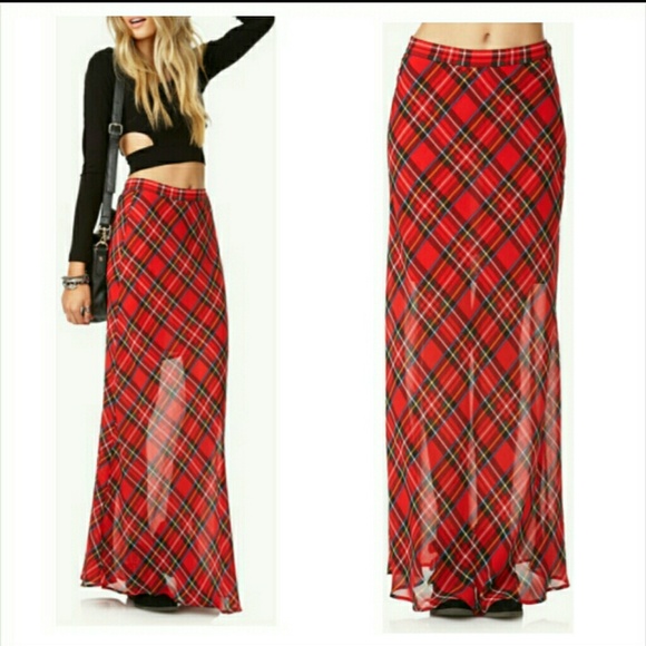 NWT Forever 21 plaid maxi skirt
