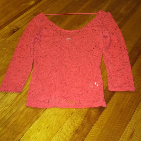 Long sleeve semi see through lace shirt