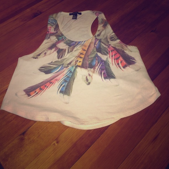 Flowly shirt tank top with feather design