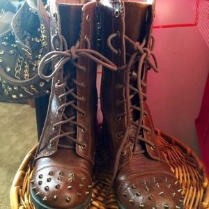 Studded Lace up Boots