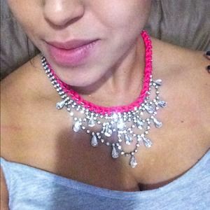 Two in one necklace pink