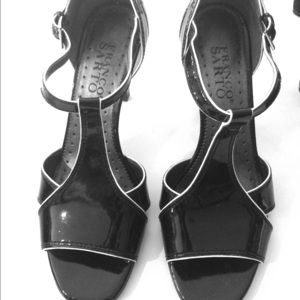 Franco Sarto black open toe heels