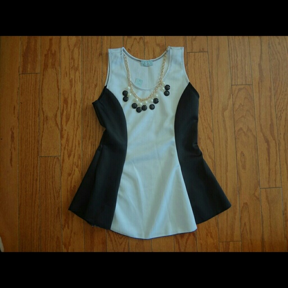 Sexy Black and White, Necklace Accented O-ring Top