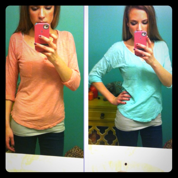 Two light weight rolled sleeve tees