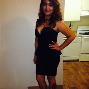 Black peplum low cut top