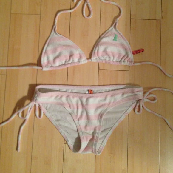 Pink and white striped Juicy Couture string bikini