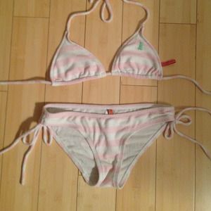 Pink and white striped Juicy Couture string bikini