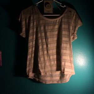 Cream stripped see through shirt
