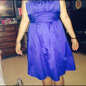 Blue Formal Short Strapless Dress