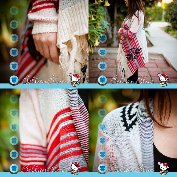 The AMMIE red fringe cardigan - Picture 4 of 4