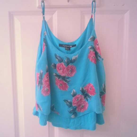F21 Floral Crop Top - Picture 1 of 3
