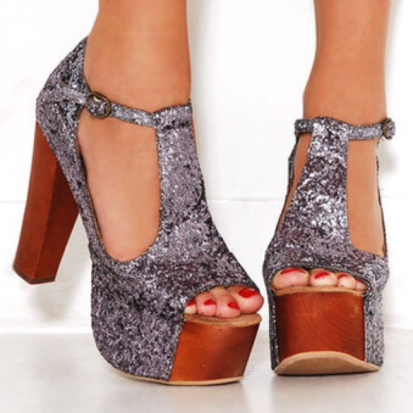 Jeffrey Campbell pewter glitter foxys