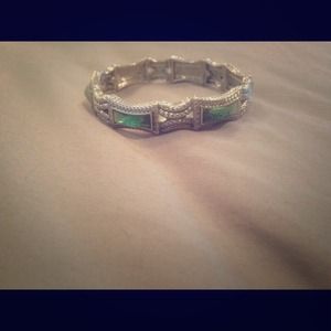 Lia Sophia silver & turquoise stretch bracelet