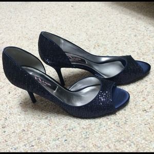 Navy Blue Sparkly Heels- NINA