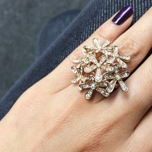 Flower Bomb Gold Rhinestone Ring