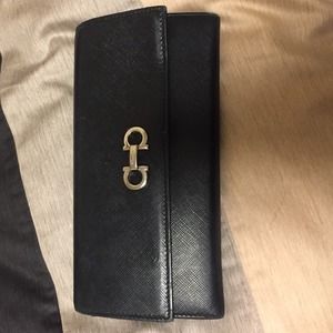 Salvatore ferragamo leather checkbook wallet