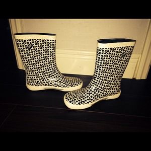 Coach Rain Boots. Black and white. Worn once.