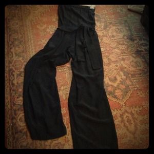 BCBG black silk strapless jumpsuit!