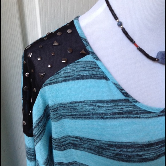 Turquoise/Black Stripe T-Shirt - Picture 3 of 4
