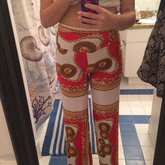 Long Red Gold and White Versace like Pants - Picture 3 of 3