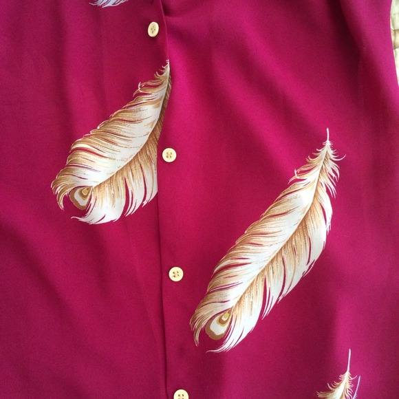 Collared Button up feather print - Picture 3 of 4