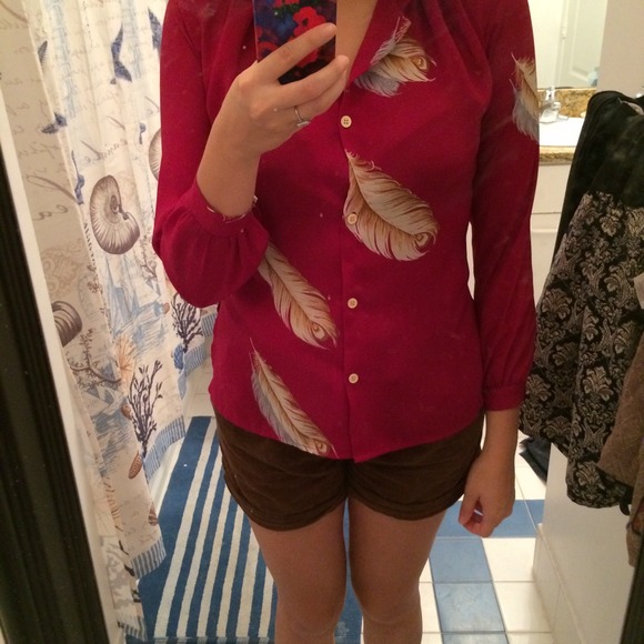 Collared Button up feather print - Picture 4 of 4