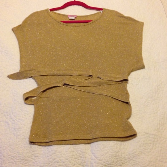 🛑❌SOLD❌🛑Gold shinny top - Picture 2 of 2