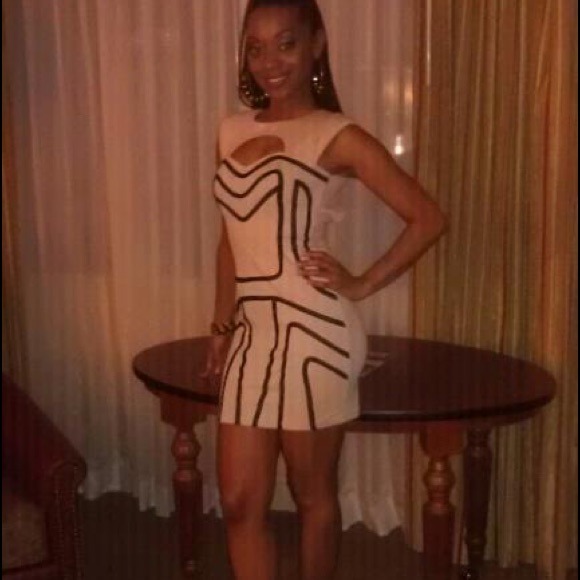 Tan and Black Contemporary Dress