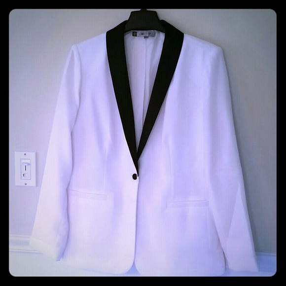 Cream and black tuxedo jacket