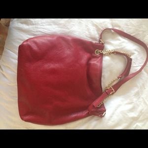 Auth red leather Michael kors purse bag handbag mk