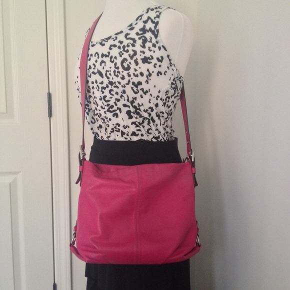 Pink Coach Crossbody Leather Duffle Bag