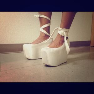 Jeffrey Campbell white ballet platform shoe