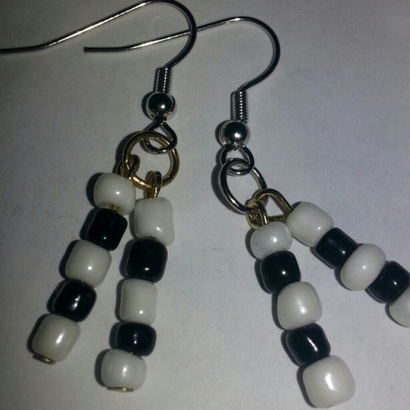 White and black  earring