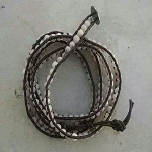 Rose, white and yellow stone bead bracelet