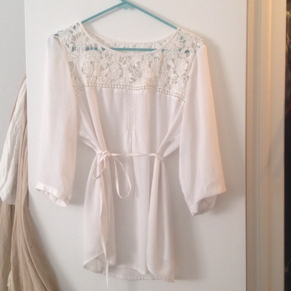 White Lace Maternity Blouse