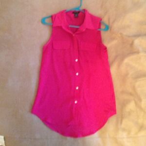 Hot pink sleeveless button down