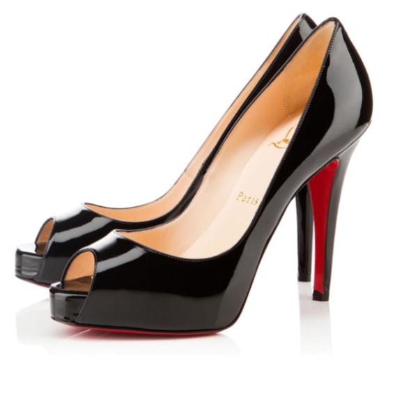 Christian Louboutin Shoes - Black patent Christian Louboutin Lady Peep heels